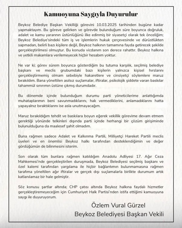 Beykoz Belediyesi'nin CHP'li Başkan Vekili istifa etti - Resim: 0