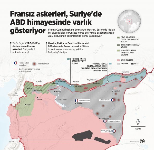 Suriye’de Fransız askerlerinin konuşlandığı bölgeler