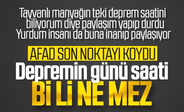 AFAD: Depremin saati bilinemez